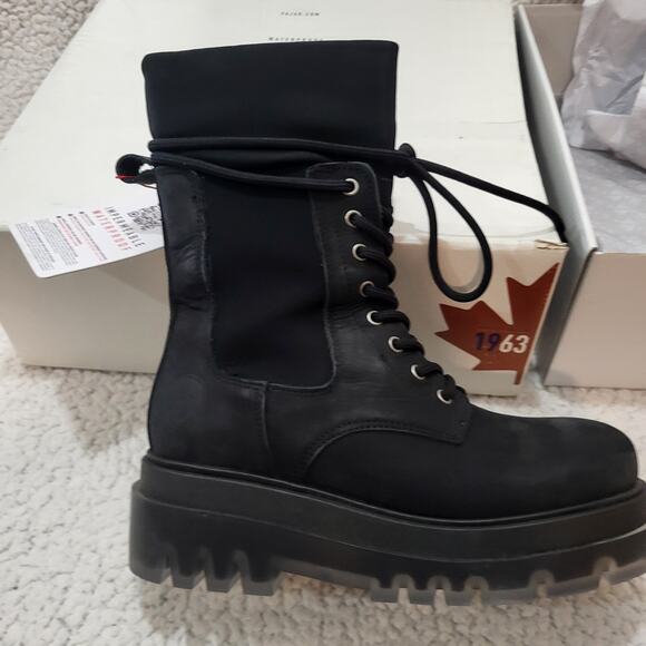 NEW PAJAR Casual Outdoor Winter Snow Waterproof Leather Ankle boot Black SZ 6.5 - Picture 1 of 10